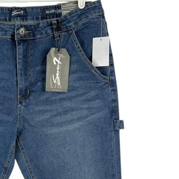 Seven 7 Men's Relaxed Fit Comfort Stretch Mid Wash Blue Denim Jeans 36x32 NWT - Picture 10 of 15